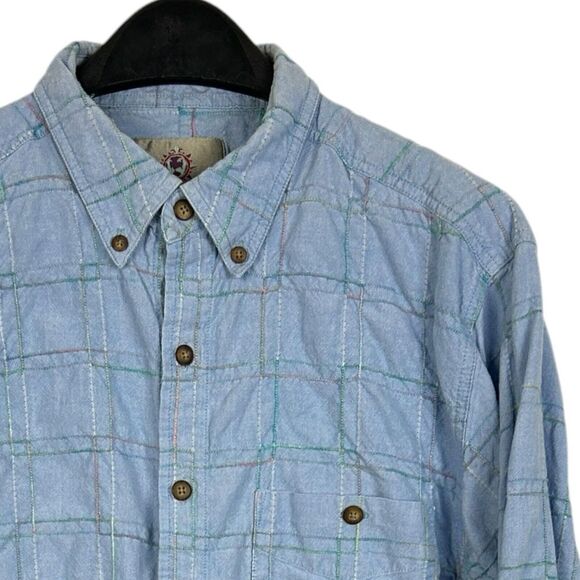 The Territory Ahead Other - Vintage The Territory Ahead Men's Large Textured Check‎ Cotton Button Down Blue